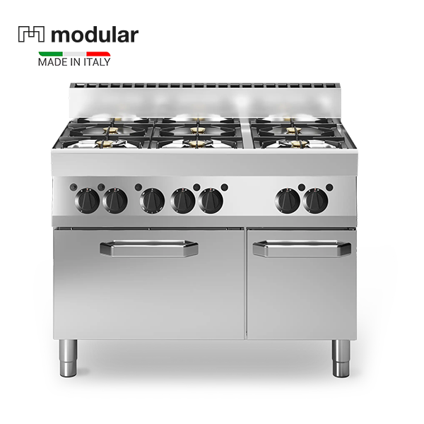 6 burner gas cooker on oven & cabinet 65 series